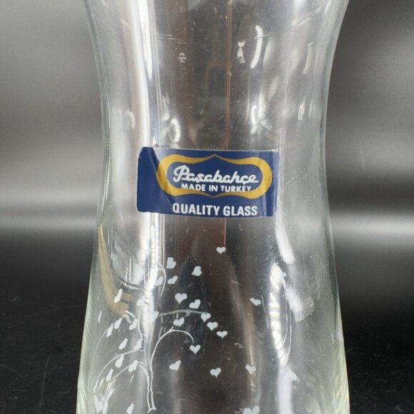 Pasabahce Clear Glass Vase Etched Flowers Floral Made in Turkey Tall Vessel Vase - Picture 10 of 15